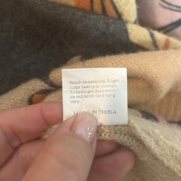 Cozy Cat Patterned Wool & Cotton blend Sweater - Multicolor size XXL - Picture 6 of 7